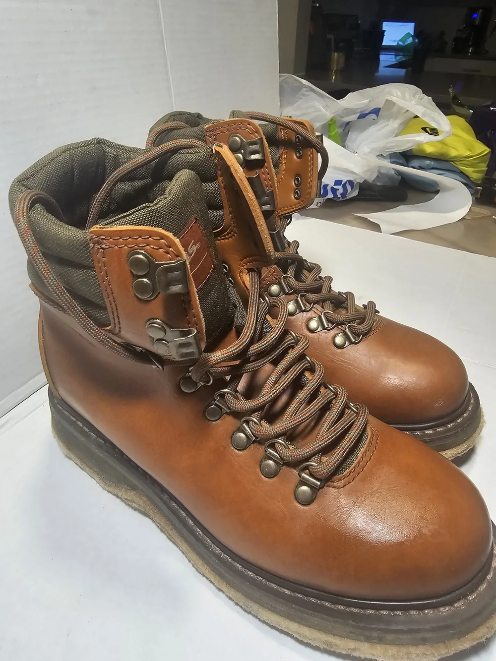 Simms Men's Brown Leather Hiking Boots Size 7